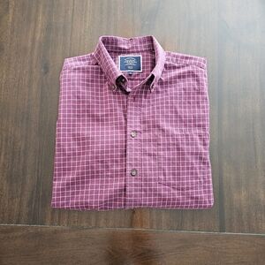 Charles Tyrwhitt Burgundy Check Casual Button Down Shirt